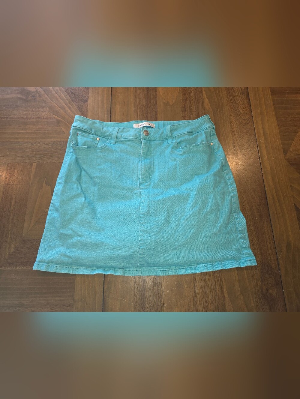 Croft & Barrow Classic Fit Skirt Sz 14 Sky Blue Stretch Denim Skort Basic Summer